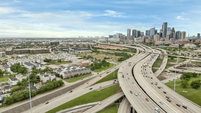 2905 Baer St Unit 6, Houston, TX 77020 - aerial view of property and surrounding area with a main thoroughfare and city skyline