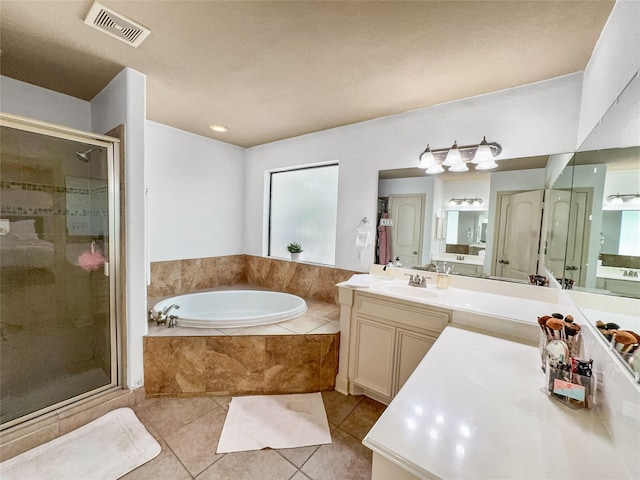 2905 Baer St Unit 6, Houston, TX 77020 - full bath featuring a bath, vanity, a shower stall, and tile patterned flooring
