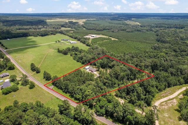 4920 Fm 350 N, Livingston, TX 77351 - overview of rural landscape featuring property parcel outlined and a forest