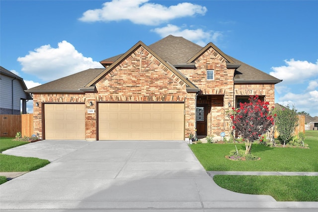 208 Harbor Bend Ln, Dickinson, TX 77539 - view of front facade with concrete driveway, a garage, a shingled roof, and brick siding