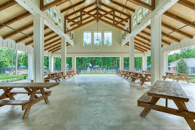 454 Glacier Pass, Montgomery, TX 77316 - view of property's community with a gazebo, high vaulted ceiling, and beam ceiling