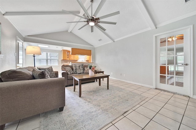 24193 Kelly St, Porter, TX 77365 - living area featuring light tile patterned flooring and ceiling fan