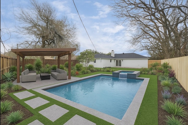 9414 Colleen Rd, Houston, TX 77080 - view of swimming pool with a fenced backyard, a patio area, a pergola, and outdoor lounge area