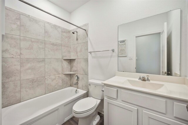 2539 Blazing Star Dr, Brookshire, TX 77423 - full bathroom with vanity, tub / shower combination, and wood finished floors
