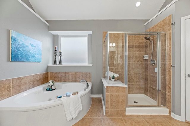 20811 S Amber Willow Trl, Cypress, TX 77433 - full bath featuring a bath, a stall shower, and tile patterned flooring