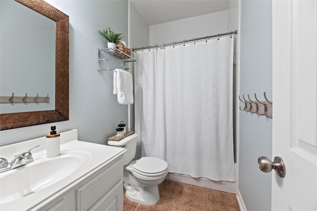 20811 S Amber Willow Trl, Cypress, TX 77433 - full bathroom with vanity, tile patterned floors, and shower / bathtub combination with curtain