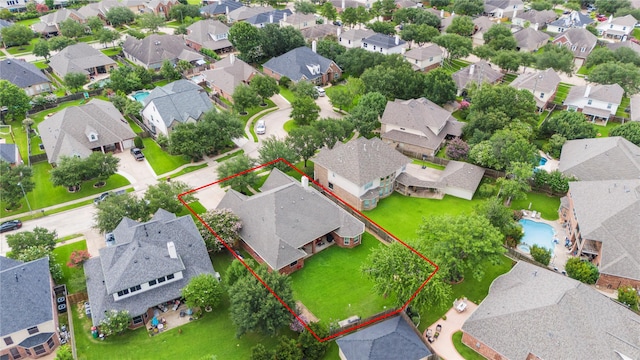 20811 S Amber Willow Trl, Cypress, TX 77433 - aerial view of residential area with property boundaries highlighted and a pool