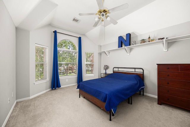 3506 Stanbury Place Ln, Katy, TX 77494 - carpeted bedroom with lofted ceiling and ceiling fan