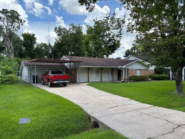 3706 Galway Ln, Houston, TX 77080 - ranch-style house with a carport, a front yard, and concrete driveway