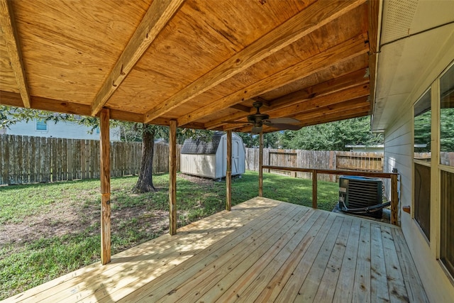5532 N Buffalo Cir, Willis, TX 77378 - deck featuring a storage shed and a fenced backyard