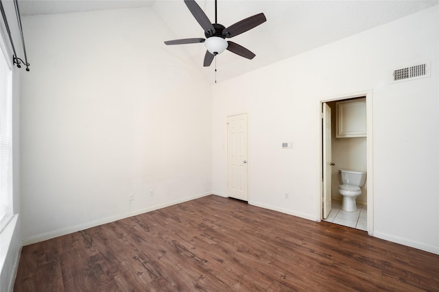 2300 Old Spanish Trl Unit 2063, Houston, TX 77054 - unfurnished bedroom featuring wood finished floors, high vaulted ceiling, and ensuite bathroom