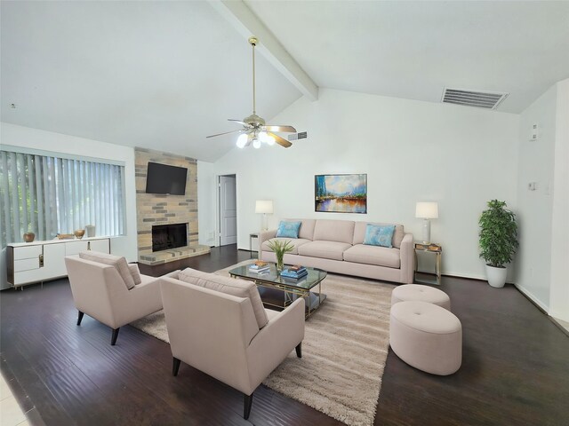 2922 Whetrock Ln, Sugar Land, TX 77479 - living area featuring wood finished floors, a fireplace, and a ceiling fan