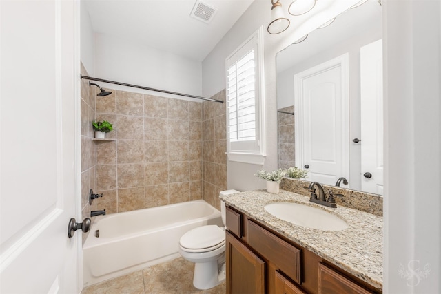 27706 Lakeway Trail Ln, Fulshear, TX 77441 - full bathroom with vanity, shower / bathtub combination, and tile patterned floors