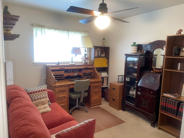 3102 Satellite Dr, San Antonio, TX 78217 - home office with ceiling fan and light carpet