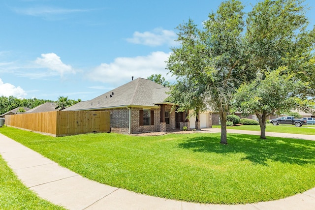 101 Brazos Ct, Richwood, TX 77531 - view of side of property featuring brick siding, a shingled roof, concrete driveway, and an attached garage