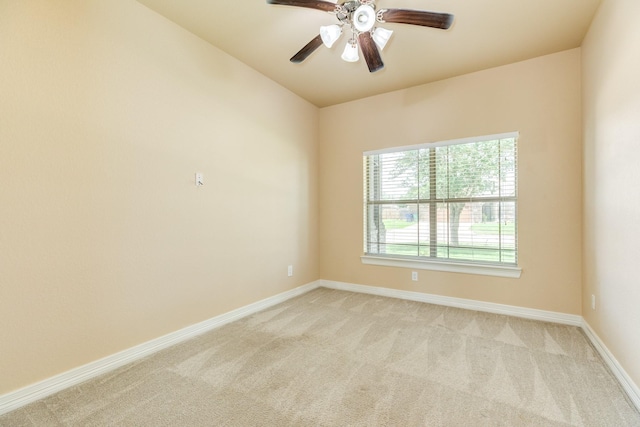 101 Brazos Ct, Richwood, TX 77531 - unfurnished room with light colored carpet, ceiling fan, and vaulted ceiling