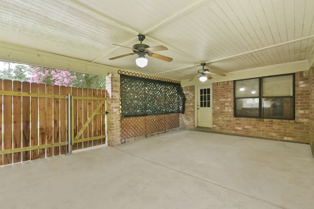 3735 Pineleaf Dr, Houston, TX 77068 - view of patio / terrace featuring a ceiling fan and a gate