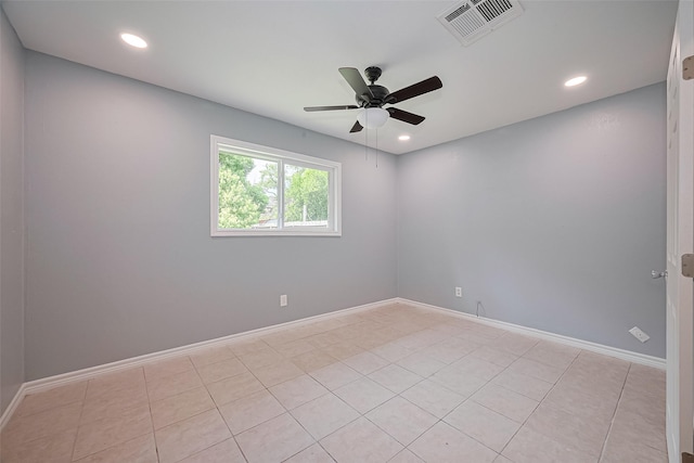 10659 Hazelhurst Dr, Houston, TX 77043 - empty room featuring ceiling fan, recessed lighting, and light tile patterned floors
