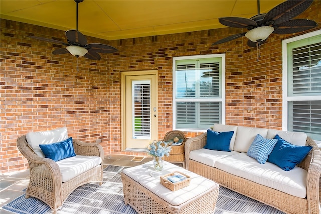 3315 Tulip Ranch Dr, Katy, TX 77494 - view of patio / terrace with ceiling fan and outdoor lounge area