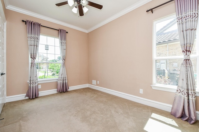 25518 Millbrook Bend Ln, Katy, TX 77494 - carpeted empty room with a ceiling fan and ornamental molding