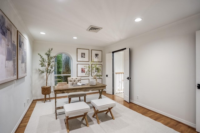 11 Twin Circle Dr, Houston, TX 77042 - office space featuring ornamental molding, recessed lighting, and wood finished floors