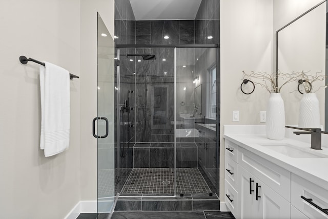 1193 W 19th St, Houston, TX 77008 - bathroom with vanity and a shower stall