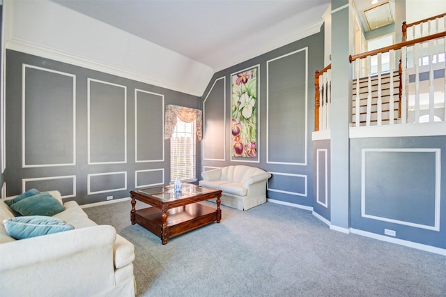 11715 Orchard Mountain Dr, Pasadena, TX 77059 - carpeted living area featuring a decorative wall and crown molding