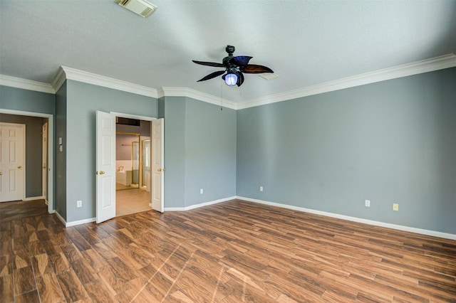 11715 Orchard Mountain Dr, Pasadena, TX 77059 - unfurnished bedroom featuring wood finished floors, crown molding, and ceiling fan