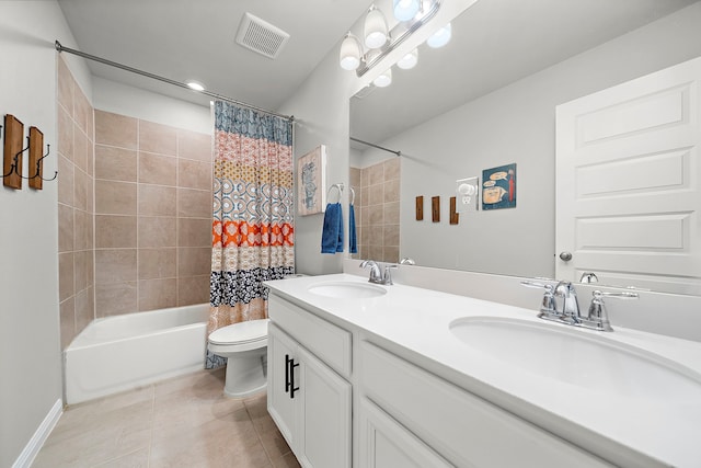 2218 Royal Ann Way, Tomball, TX 77375 - bathroom with shower / tub combo, double vanity, and tile patterned flooring