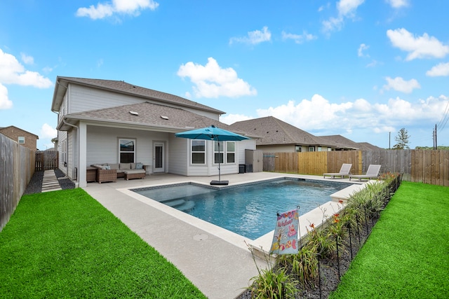 2218 Royal Ann Way, Tomball, TX 77375 - view of pool with an outdoor hangout area, a fenced backyard, and a patio area