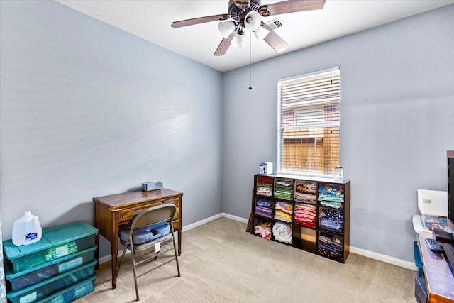 4472 Gerona St, League City, TX 77573 - carpeted home office featuring ceiling fan and baseboards
