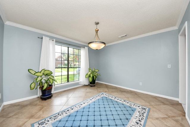 3107 Dulaney Rd, Houston, TX 77084 - empty room with crown molding, tile patterned flooring, and a textured ceiling