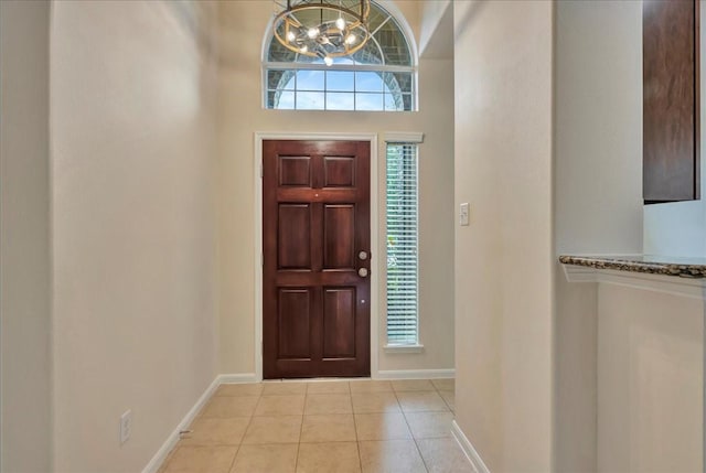 4473 Gran Canary Dr, League City, TX 77573 - foyer with a chandelier and tile patterned floors