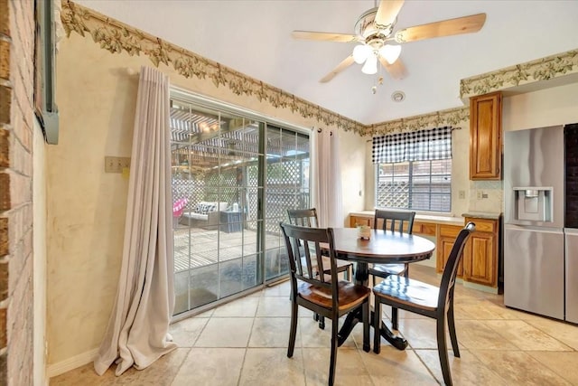 14523 Hillside Hickory Ct, Houston, TX 77062 - dining area featuring a ceiling fan and light tile patterned floors