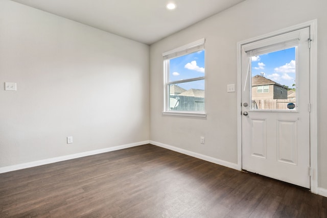 3319 Atascocita Vale Dr, Humble, TX 77396 - foyer entrance featuring dark wood-style floors and recessed lighting