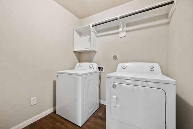3319 Atascocita Vale Dr, Humble, TX 77396 - laundry room featuring washing machine and clothes dryer and dark wood-style floors