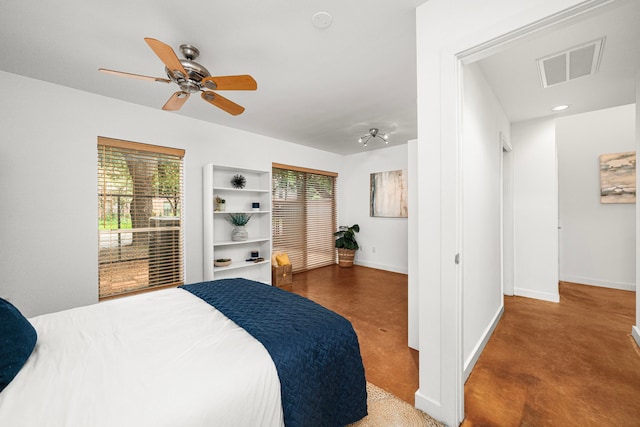 2712 La Branch St, Houston, TX 77004 - bedroom with ceiling fan and concrete floors