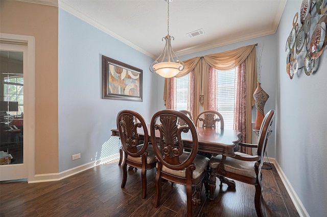 19547 Stetson Heights Ln, Richmond, TX 77407 - dining room with dark wood finished floors and ornamental molding