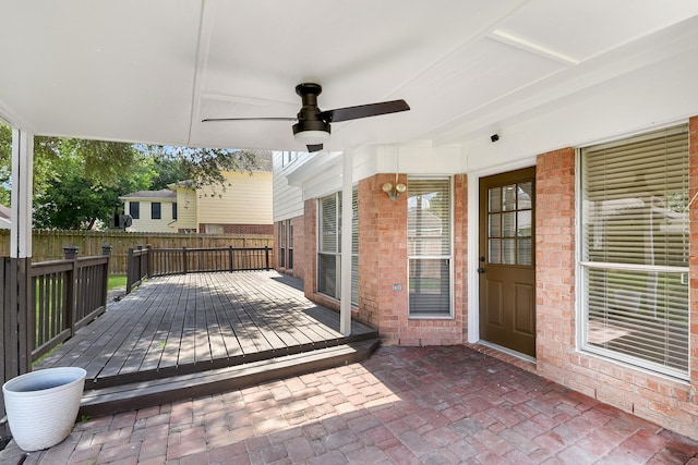 23010 Adwick Ct, Katy, TX 77450 - wooden terrace with a ceiling fan