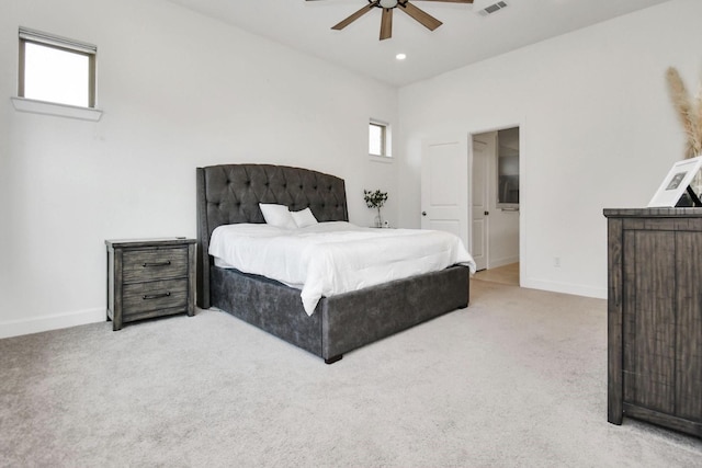 18334 Sunset Elm Dr, Cypress, TX 77433 - bedroom featuring carpet flooring, multiple windows, ceiling fan, and recessed lighting