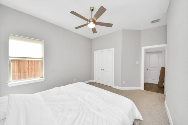 18334 Sunset Elm Dr, Cypress, TX 77433 - carpeted bedroom featuring a closet and a ceiling fan