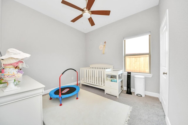 18334 Sunset Elm Dr, Cypress, TX 77433 - bedroom featuring a nursery area, carpet floors, and ceiling fan