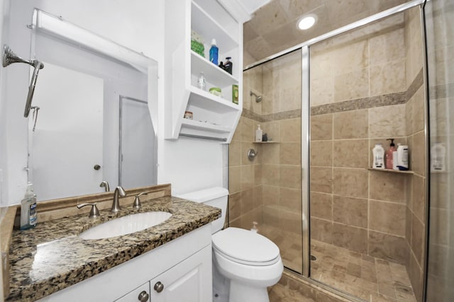7726 Sorbete Dr, Houston, TX 77083 - full bathroom featuring vanity and a stall shower