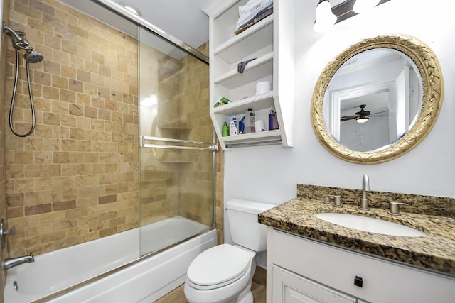 7726 Sorbete Dr, Houston, TX 77083 - full bathroom with a ceiling fan, shower / bath combination with glass door, and vanity