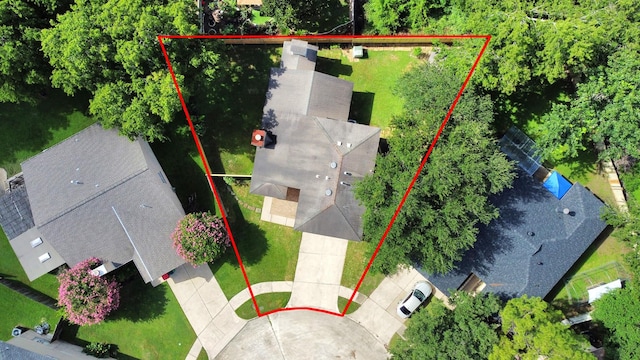 7726 Sorbete Dr, Houston, TX 77083 - aerial overview of property's location featuring property boundaries highlighted