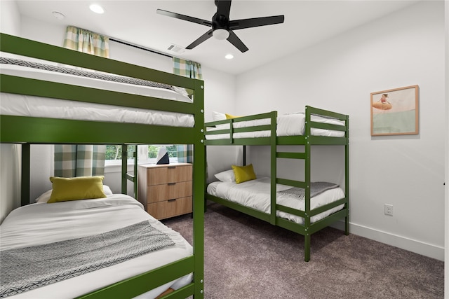 946 Euel Moore Dr, Kingsland, TX 78639 - carpeted bedroom featuring recessed lighting and ceiling fan