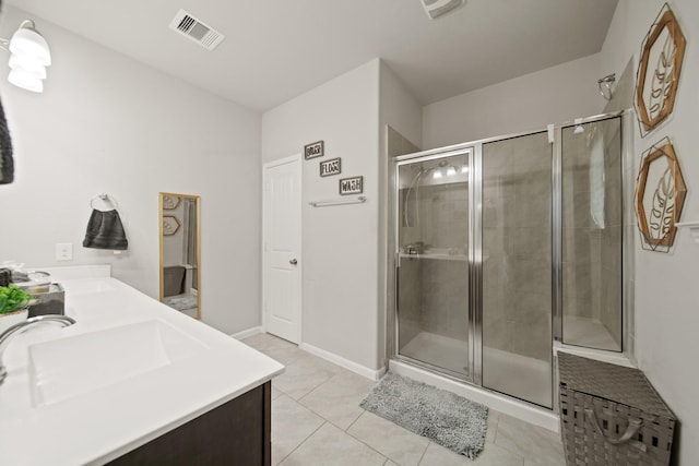 1205 Citruswood Trail Ln, Rosenberg, TX 77471 - full bath featuring a stall shower, double vanity, and tile patterned floors