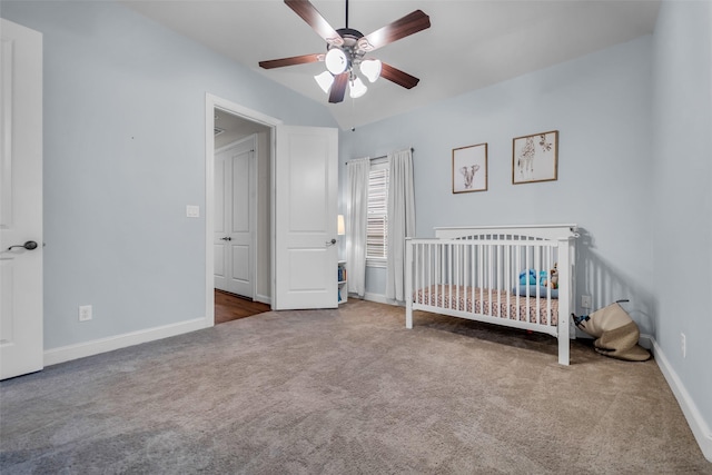 8720 Kempwood Dr, Houston, TX 77080 - bedroom featuring carpet floors, a crib, and ceiling fan