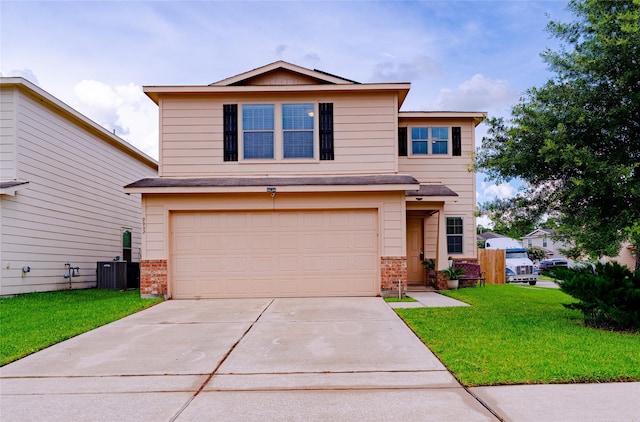 9902 Waldens Pond Ct, Houston, TX 77044 - traditional-style home with brick siding, an attached garage, a front yard, and concrete driveway