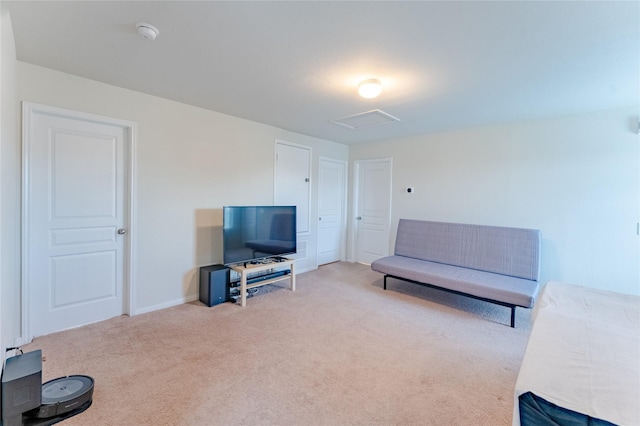 9902 Waldens Pond Ct, Houston, TX 77044 - living area featuring carpet and attic access